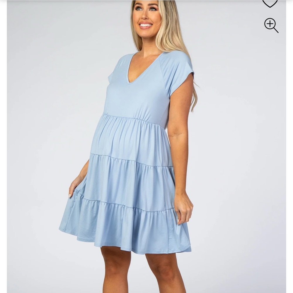 Pinkblush Light Blue Tiered Maternity Dress